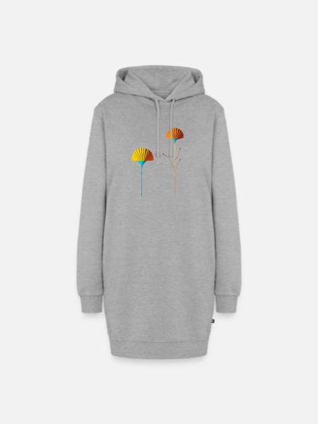 Abstrakte Farbblütenfächer - Hoodie-Kleid - Grau meliert