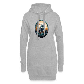 Loup habitant de la forêt - Sweat-shirt à capuche long Femme - gris chiné - Devant