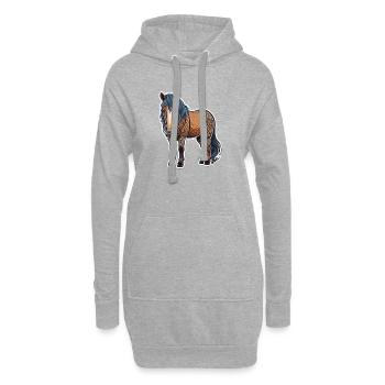 Pferd - Hoodie-Kleid - Grau meliert - Vorne