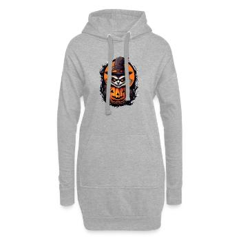 Chat d’Halloween effrayant avec chapeau de sorcière - Sweat-shirt à capuche long Femme - gris chiné - Devant