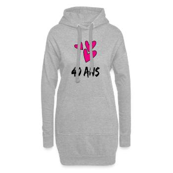 40. 40 ANS. 40e ANNIVERSAIRE. ANNIVERSAIRE 40 ANS. - Sweat-shirt à capuche long Femme - gris chiné - Devant