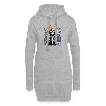 Skeleton with Hoodie - Hoodie-Kleid - Grau meliert - Vorne