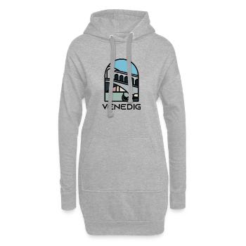 Venise - Pont du Rialto - Sweat-shirt à capuche long Femme - gris chiné - Devant