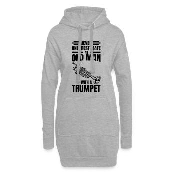 Unterschätze nie einen alten Trompeter - Hoodie-Kleid - Grau meliert - Vorne