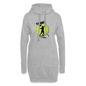 Silhouette de joueur de tennis sur balle de tennis - Sweat-shirt à capuche long Femme - gris chiné - Devant