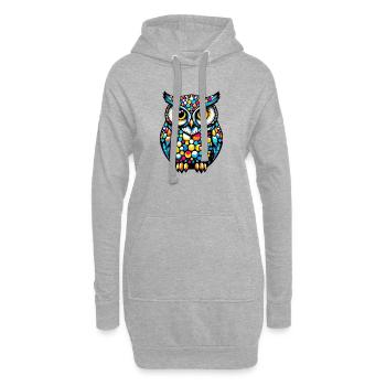 Eule - Hoodie-Kleid - Grau meliert - Vorne