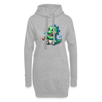 Conception de flûte mignonne de jeu de dinosaure - Sweat-shirt à capuche long Femme - gris chiné - Devant