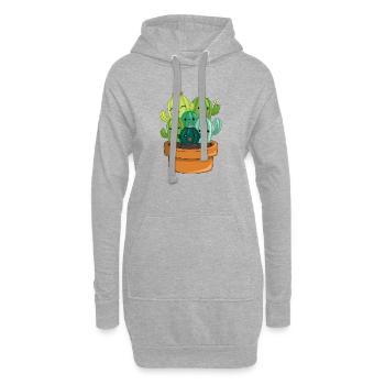 Fröhliche Kaktus Sukkulente Familie - Hoodie-Kleid - Grau meliert - Vorne