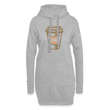 Coffee time - Sweat-shirt à capuche long Femme - gris chiné - Devant