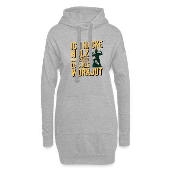 Je coupe du bois et je le compte comme une séance d’entraînement - Sweat-shirt à capuche long Femme - gris chiné - Devant