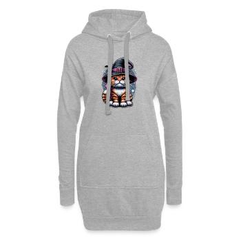Katze Hexenhut Halloween – Motiv für Katzenfans - Hoodie-Kleid - Grau meliert - Vorne