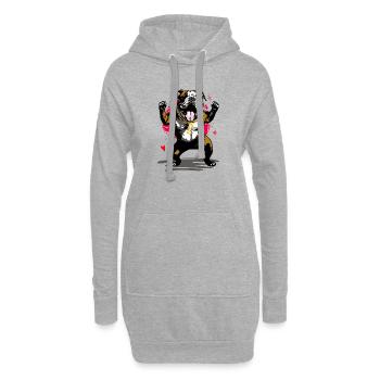 Bulldog Street Art avec chaîne d’os - Sweat-shirt à capuche long Femme - gris chiné - Devant