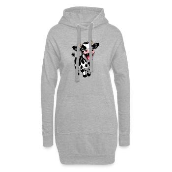 veau mignon veau drôle de ferme design - Sweat-shirt à capuche long Femme - gris chiné - Devant