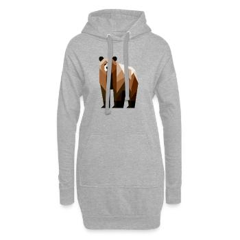 Ours géométrique - Sweat-shirt à capuche long Femme - gris chiné - Devant