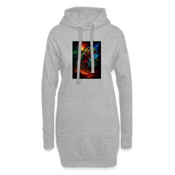 Vulkan-Tyrann im Neonfeuer - Hoodie-Kleid - Grau meliert - Vorne