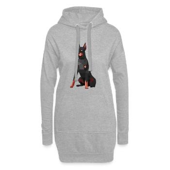 Moderner Dobermann – Low-Poly-Kunst - Hoodie-Kleid - Grau meliert - Vorne