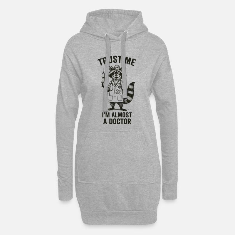 Glaub mir, ich bin fast ein Arzt - Hoodie-Kleid - Grau meliert