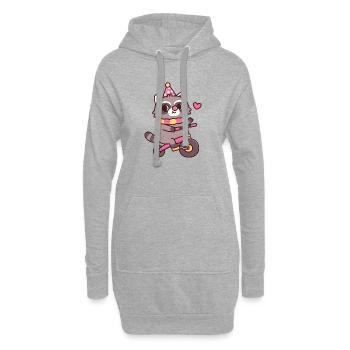 Niedlicher Waschbär Clown Reitt Auf Fahrrad - Hoodie-Kleid - Grau meliert - Vorne
