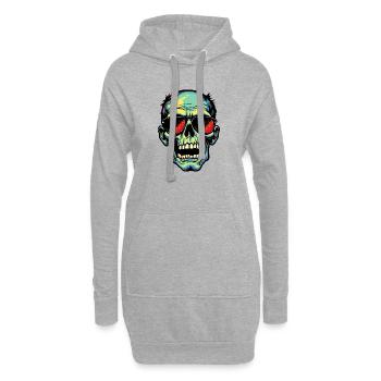 Colorful zombie skull with sunglasses - Hoodie Dress - heather grey - Front