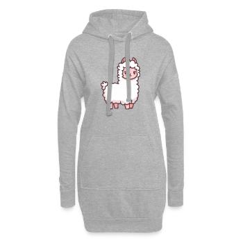 Niedlicher Lama-Cartoon - Hoodie-Kleid - Grau meliert - Vorne