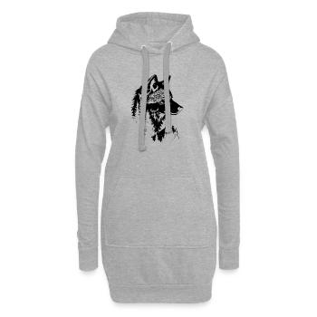 Silhouette de forêt de visage de loup - Sweat-shirt à capuche long Femme - gris chiné - Devant