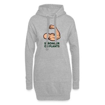 Plus fort grâce aux plantes – Retro Gym Arm &amp; Biceps - Sweat-shirt à capuche long Femme - gris chiné - Devant