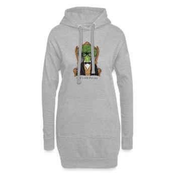 Protéines de prestige – Brocoli King en costume - Sweat-shirt à capuche long Femme - gris chiné - Devant