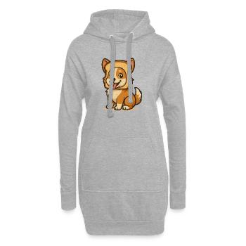 Cute Dog with Bread Face Design - Hoodie-Kleid - Grau meliert - Vorne