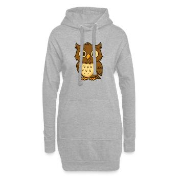 Dessin animé de personnage de hibou câlin - Sweat-shirt à capuche long Femme - gris chiné - Devant