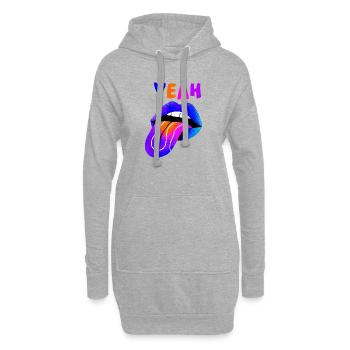 Lèvres vibrantes YEAH Pop Art - Sweat-shirt à capuche long Femme - gris chiné - Devant
