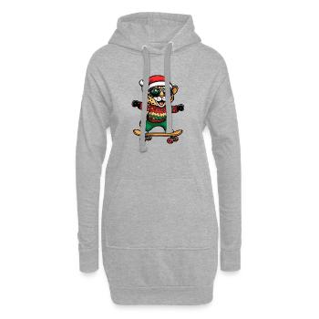 Léopard Noël Drôle - Sweat-shirt à capuche long Femme - gris chiné - Devant