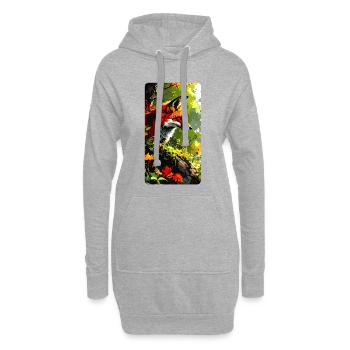 Fuchs mit Herbstlaub im Wald  (Blick nach Rechts) - Hoodie-Kleid - Grau meliert - Vorne