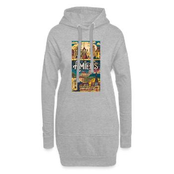 Amiens Paysage urbain Fantaisiste France Ville - Sweat-shirt à capuche long Femme - gris chiné - Devant