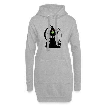 Hexe Kostüm schwarze Katze Halloween - Hoodie-Kleid - Grau meliert - Vorne