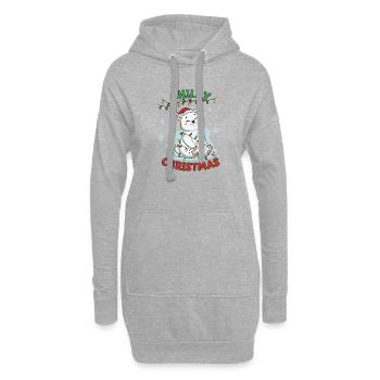 Niedlicher Weihnachts-Eisbär – Geschenk für Kinder - Hoodie-Kleid - Grau meliert - Vorne
