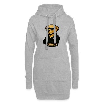 Cooler Labrador mit Sonnenbrille – Chill - Hoodie-Kleid - Grau meliert - Vorne