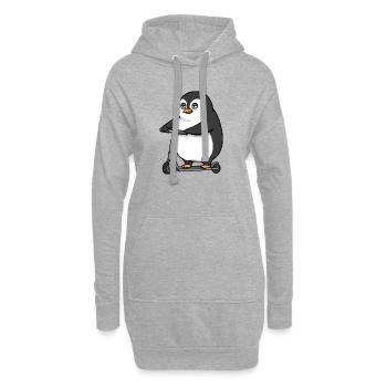 Lustiger Pinguin Roller Scooter Chubby Spaß - Hoodie-Kleid - Grau meliert - Vorne