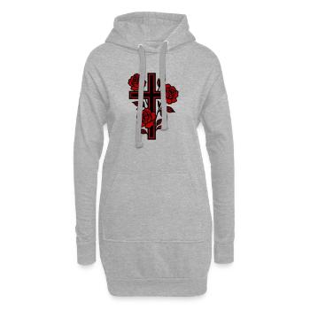 Fleurs à symbole de croix - Sweat-shirt à capuche long Femme - gris chiné - Devant