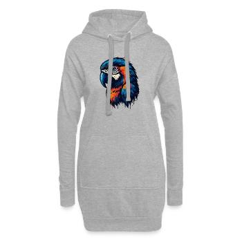 Prachtvoller Papageienkopf - Hoodie-Kleid - Grau meliert - Vorne