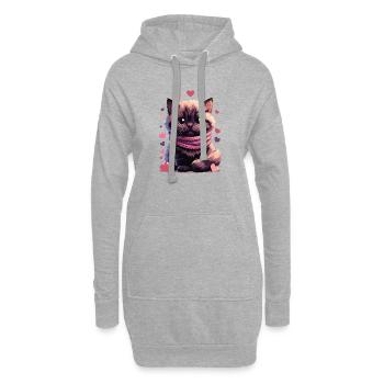 Cozy Kitten Pink Schal - Hoodie-Kleid - Grau meliert - Vorne