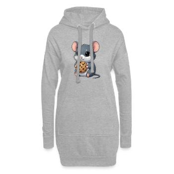 Niedliche Maus mit Cookie Keksen Naschen Cartoon - Hoodie-Kleid - Grau meliert - Vorne