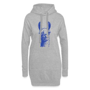 Motif de silhouette du chien bleu - Sweat-shirt à capuche long Femme - gris chiné - Devant