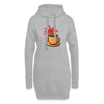 Tropischer Kaffee Palmenstil - Hoodie-Kleid - Grau meliert - Vorne