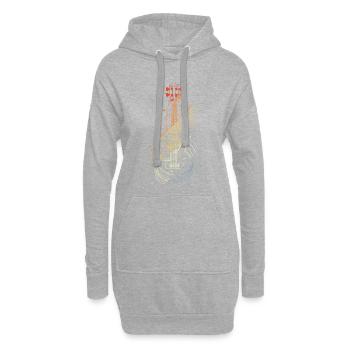 Ukulele Skizze Retro Style - Hoodie-Kleid - Grau meliert - Vorne