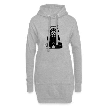 Waschbär im Anzug – Business Tier Logo - Hoodie-Kleid - Grau meliert - Vorne