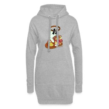 PRÉSENT - Sweat-shirt à capuche long Femme - gris chiné - Devant