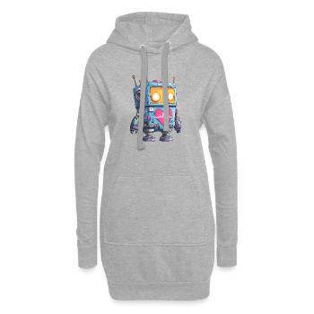 Herzroboter Neon Herz Beat - Hoodie-Kleid - Grau meliert - Vorne