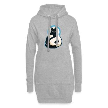 Chat-YinYang - Hoodie-Kleid - Grau meliert - Vorne