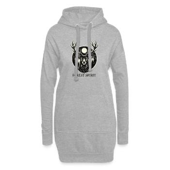 Forest Spirit – Hirsch im Woodcut Stil - Hoodie-Kleid - Grau meliert - Vorne