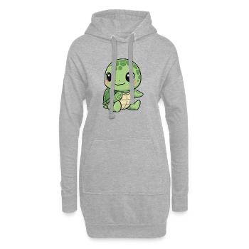 Süße Schildkröte Cartoon Lachen Freude Seerose - Hoodie-Kleid - Grau meliert - Vorne